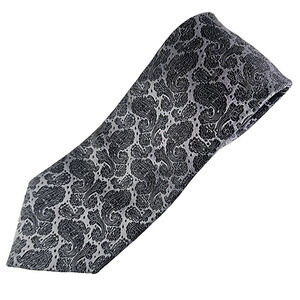 Ninto Silk Necktie, Gray Paisley - Italy - Like New